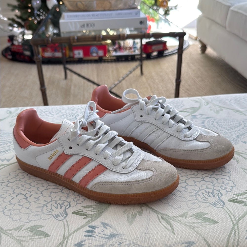 Adidas Samba White and Pink Sneakers